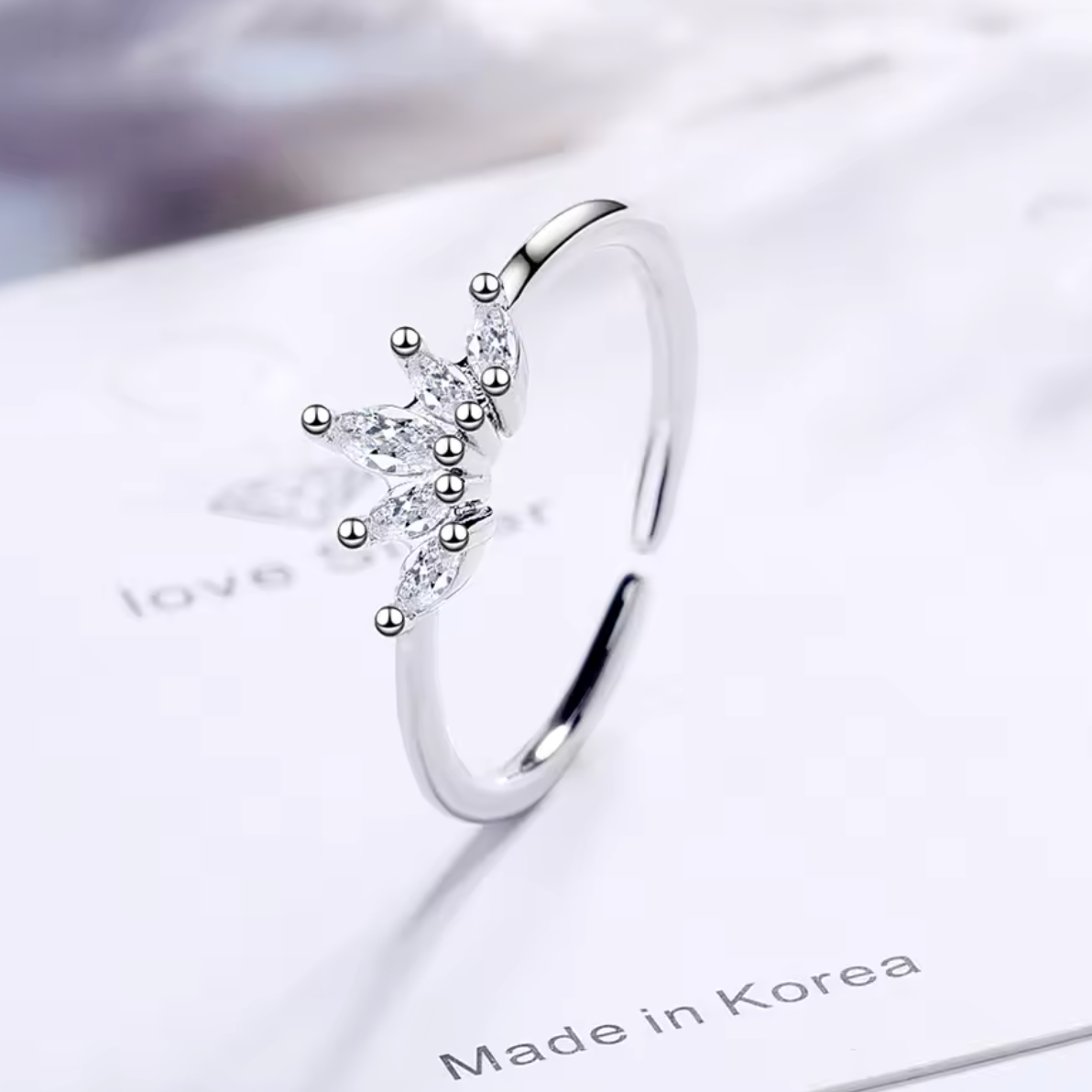 925 Sterling Silver Zircon Crown Ring