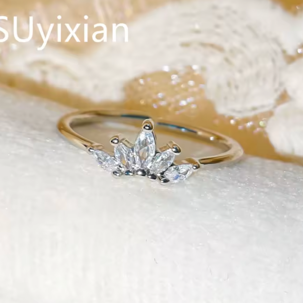 925 Sterling Silver Zircon Crown Ring