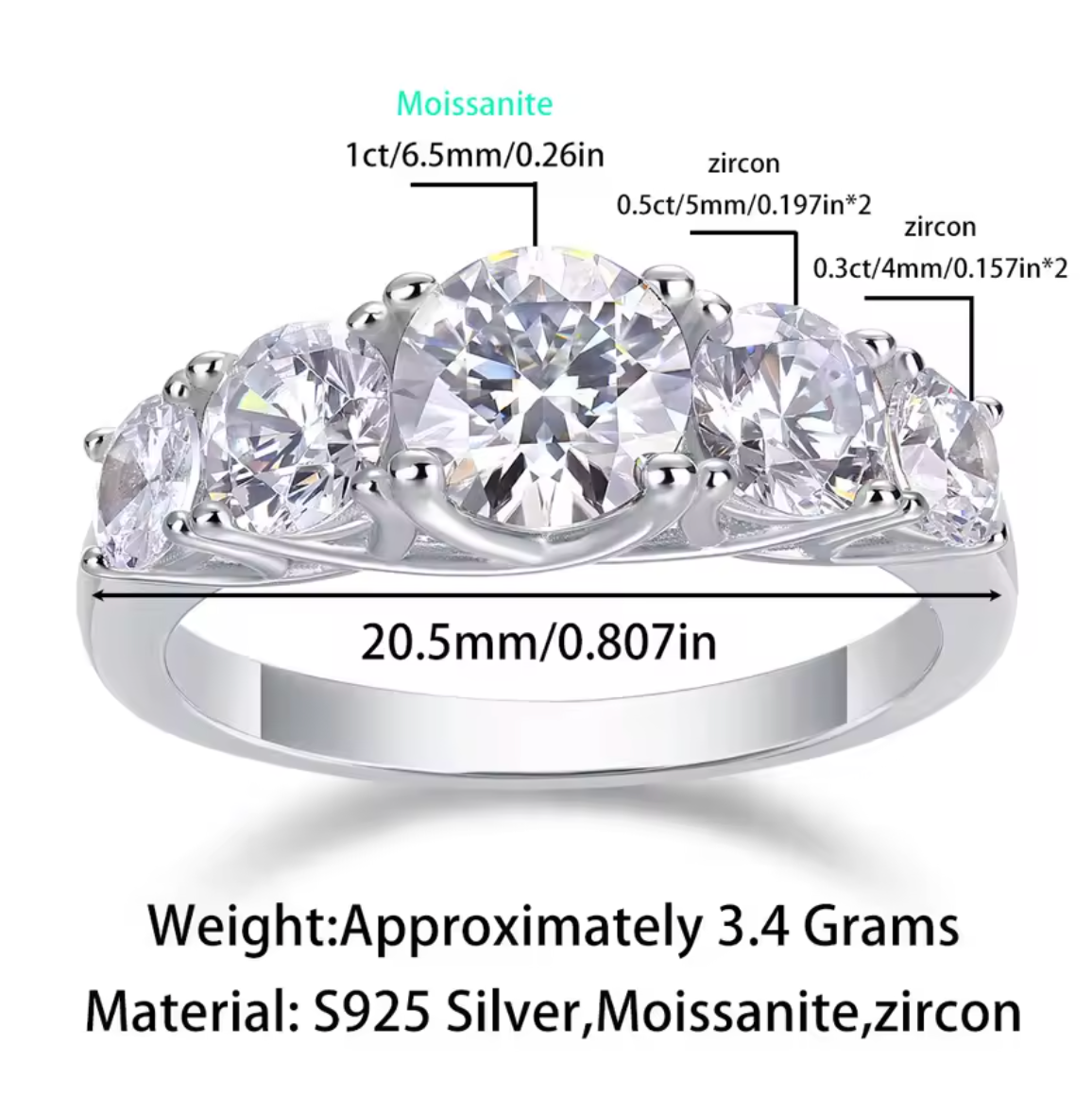 Five-Stone Moissanite Ring