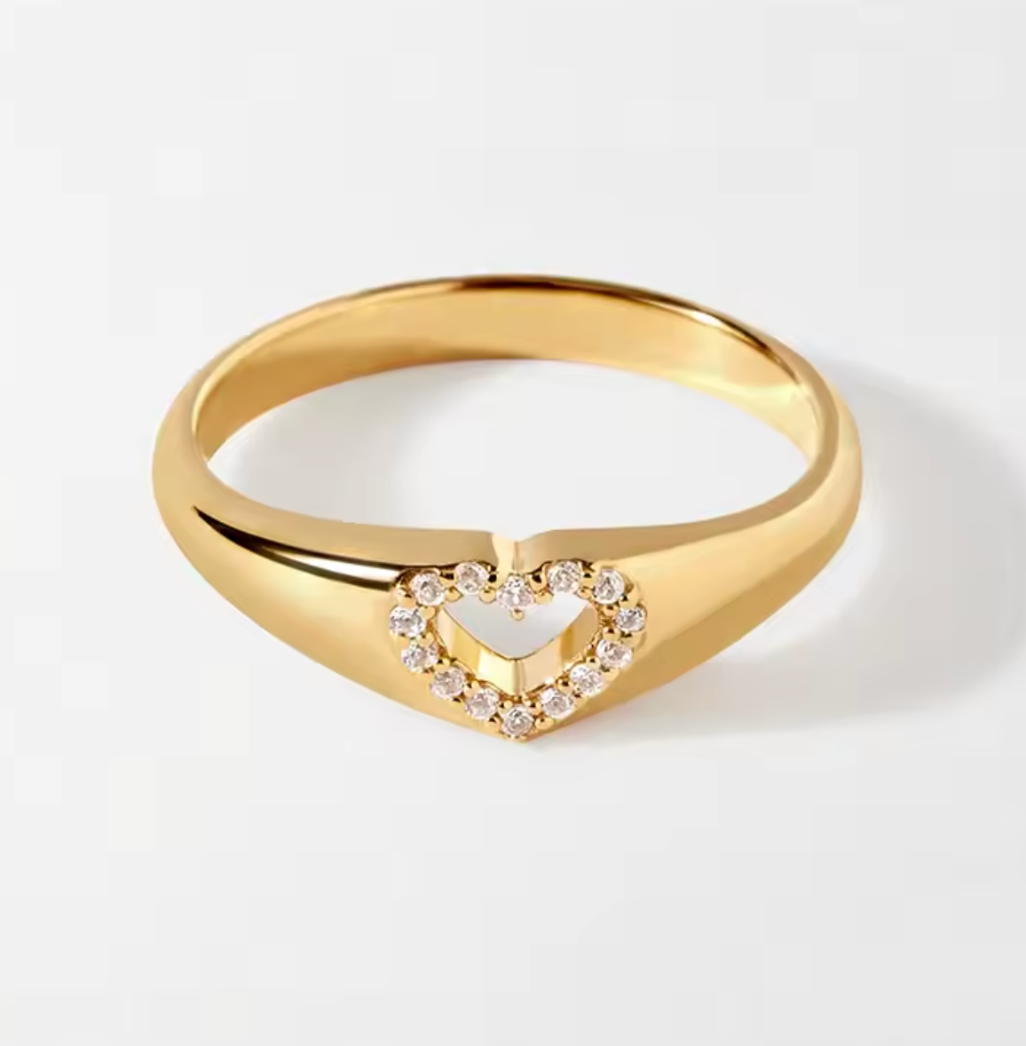 925 Sterling Silver Zircon Hollow Heart Ring