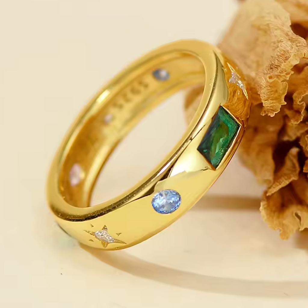 925 Sterling Silver Colorful Zircon Ring