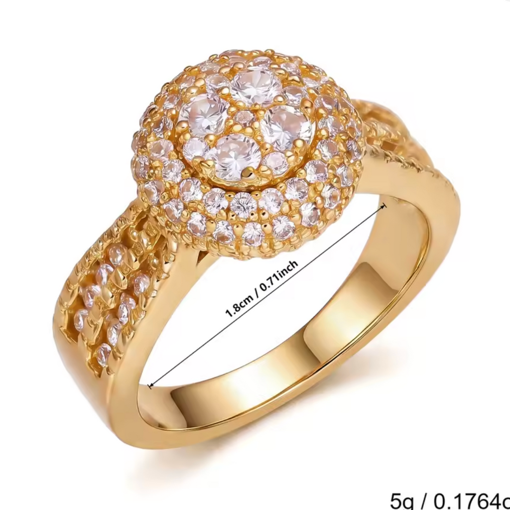 Luxury Full Paved Cubic Zircon Flower Ring