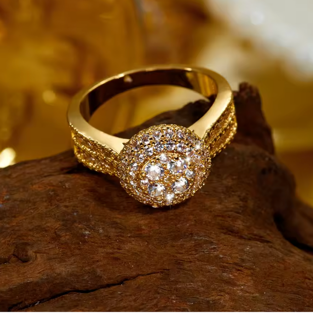 Luxury Full Paved Cubic Zircon Flower Ring