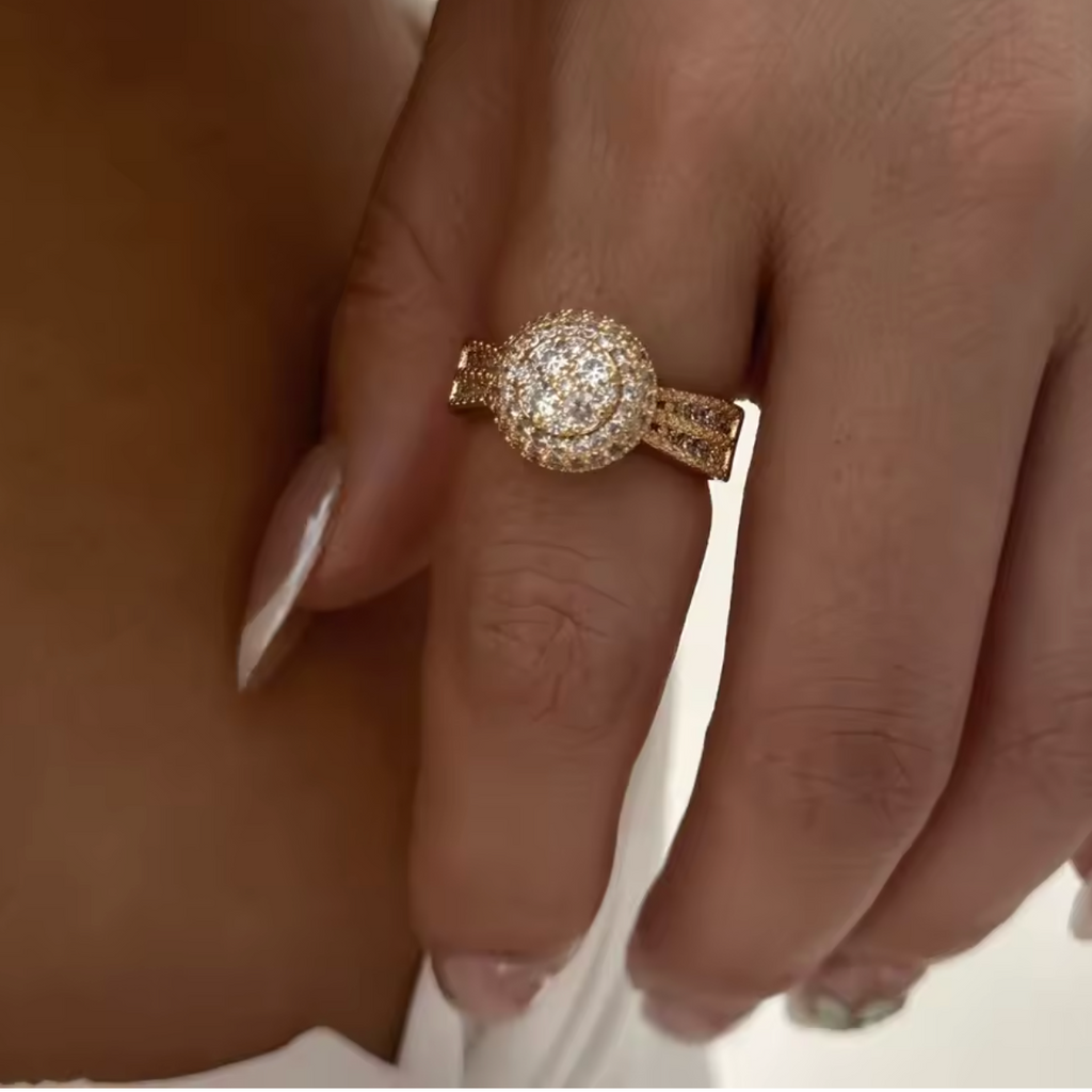 Luxury Full Paved Cubic Zircon Flower Ring