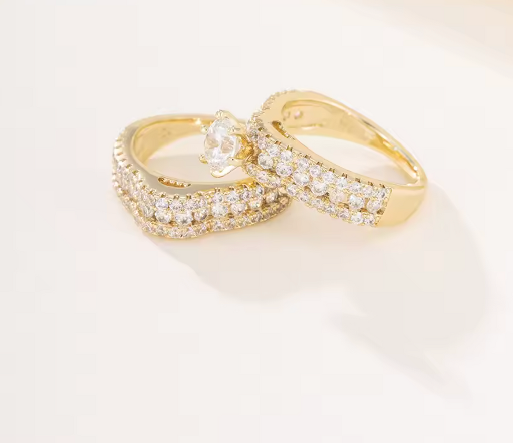 Elegant Light Gold Color Ring Set