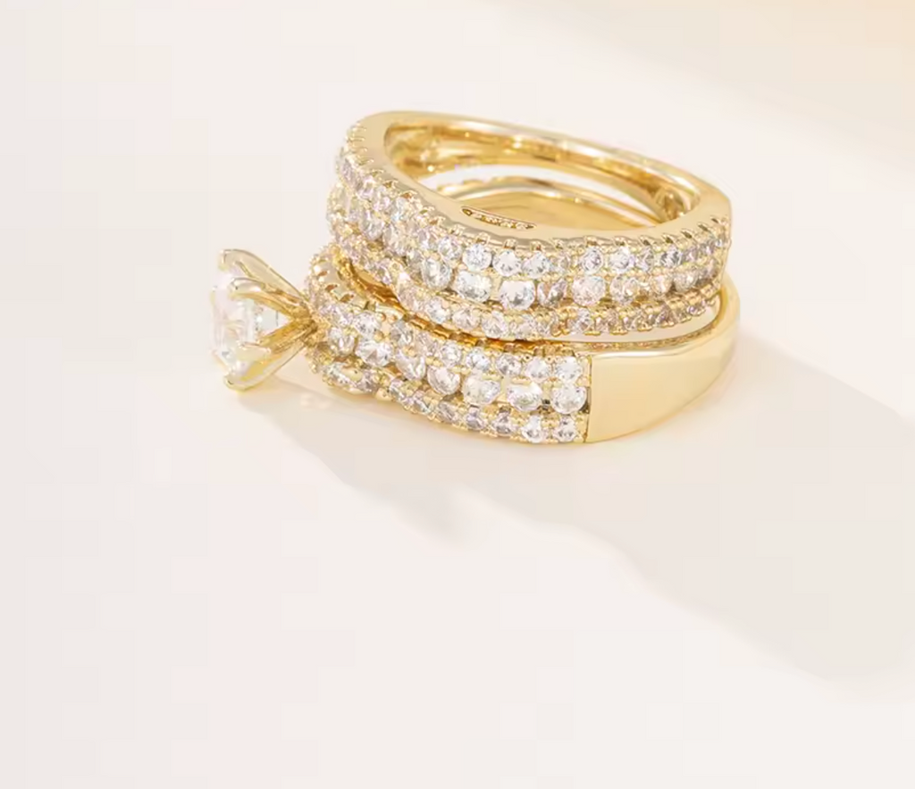Elegant Light Gold Color Ring Set