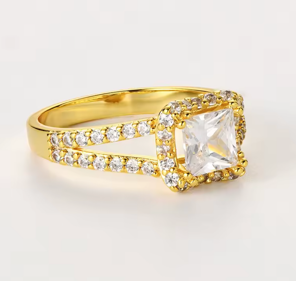Classic 1CT Princess Cut CZ Lab Diamond Ring