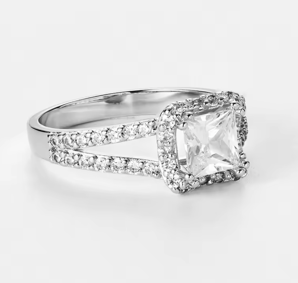 Classic 1CT Princess Cut CZ Lab Diamond Ring