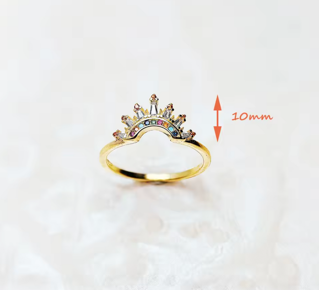 Colorful Sun Beams Gold Plated Ring