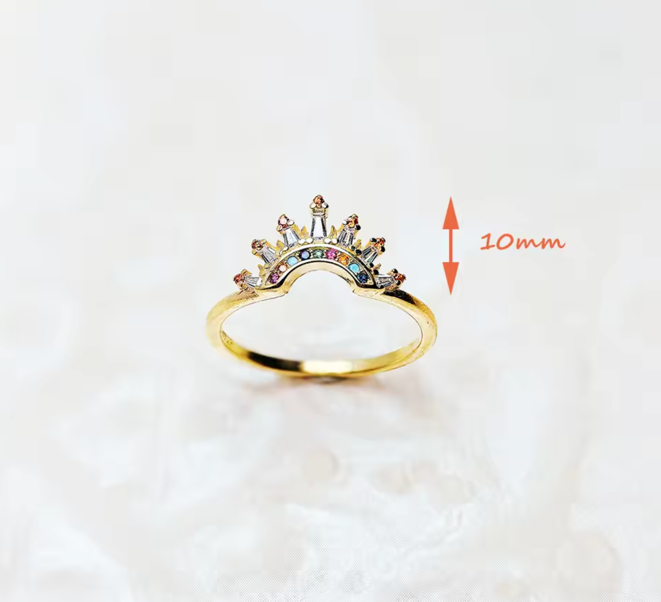Colorful Sun Beams Gold Plated Ring