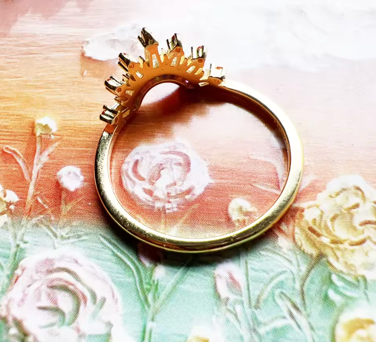 Colorful Sun Beams Gold Plated Ring