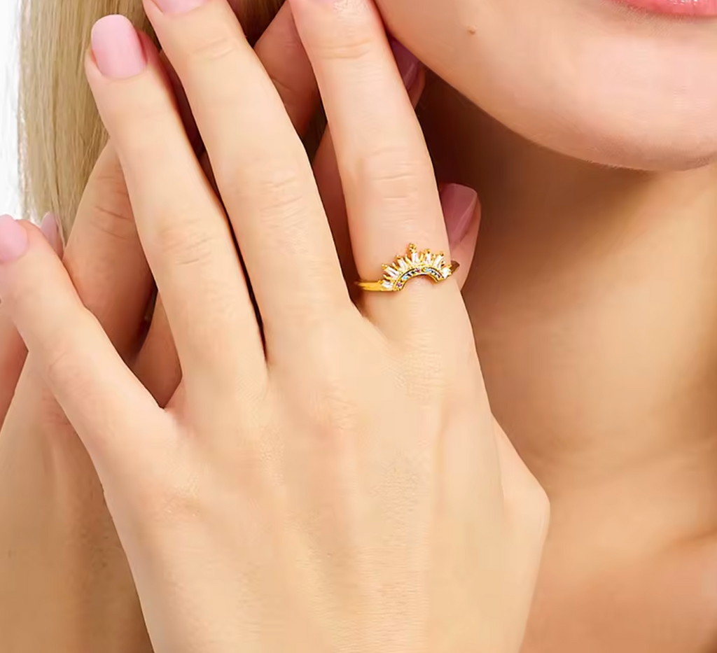 Colorful Sun Beams Gold Plated Ring