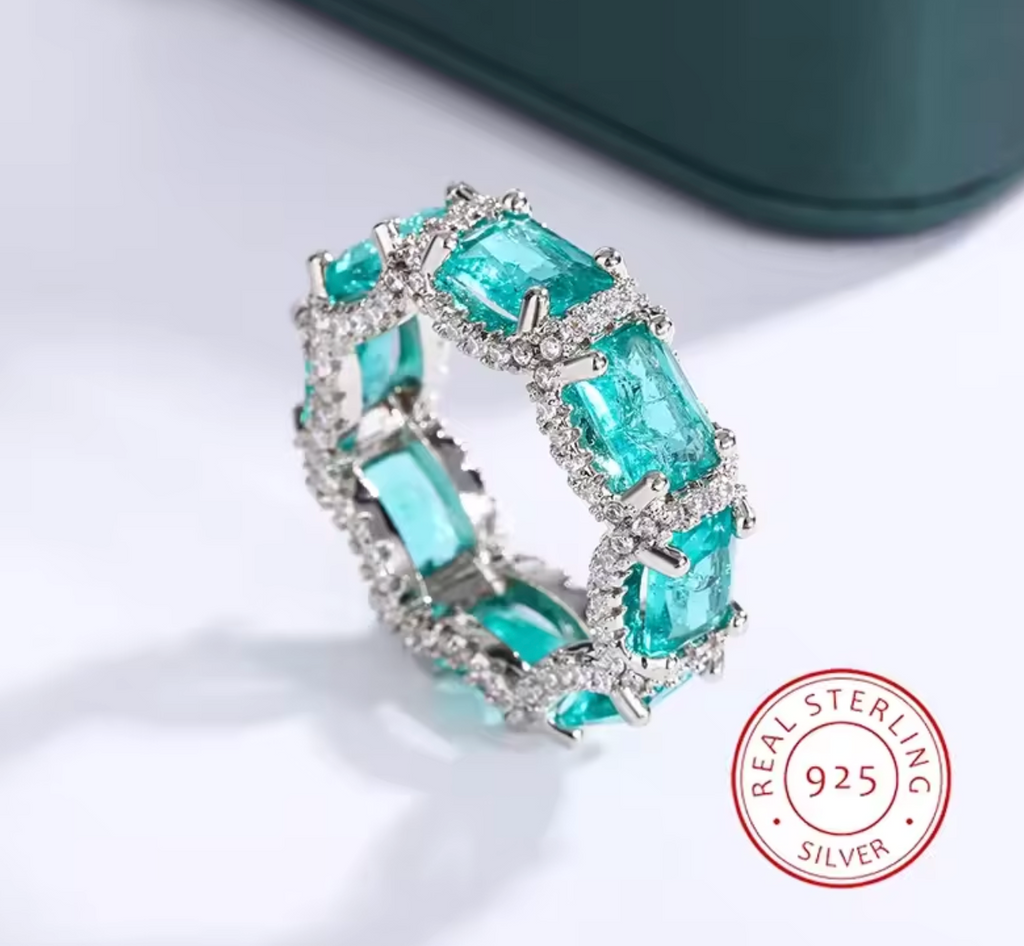 High-End Aquamarine & Topaz Ring in 925 Sterling Silver