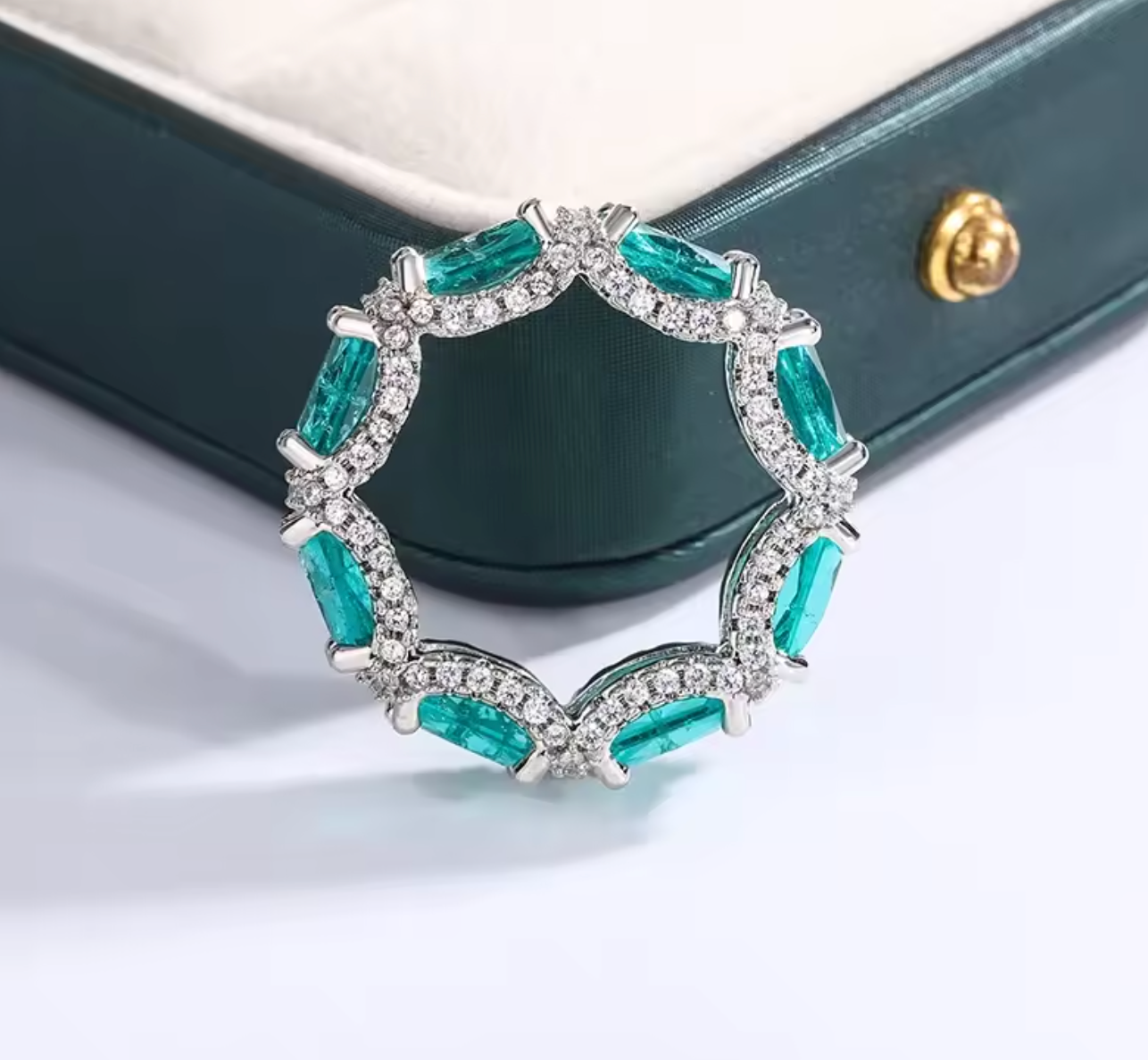 High-End Aquamarine & Topaz Ring in 925 Sterling Silver